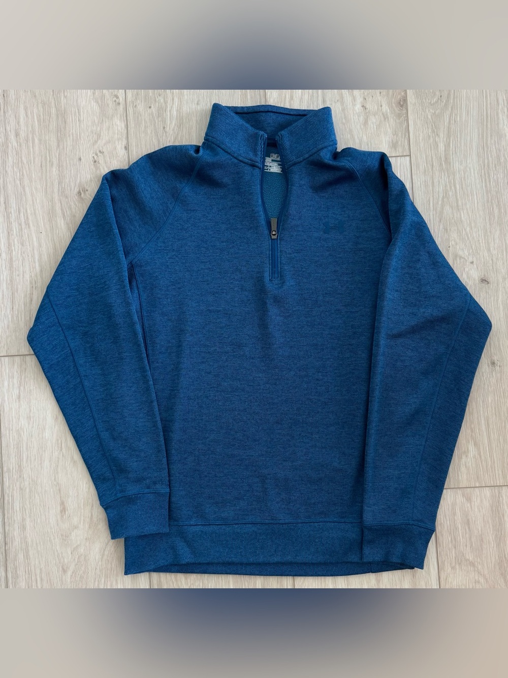 Under Armour men’s ColdGear blue loose fit 1/4 zip mock neck pullover sweatshirt
